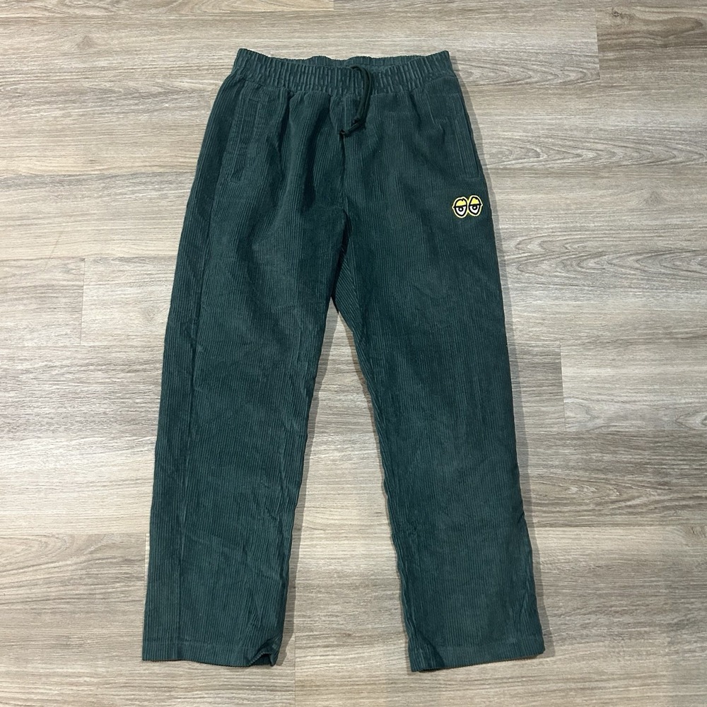 Krooked Eyes Corduroy Chino Skater Pant Green Men's Size Medium 100 % Cotton Y2K